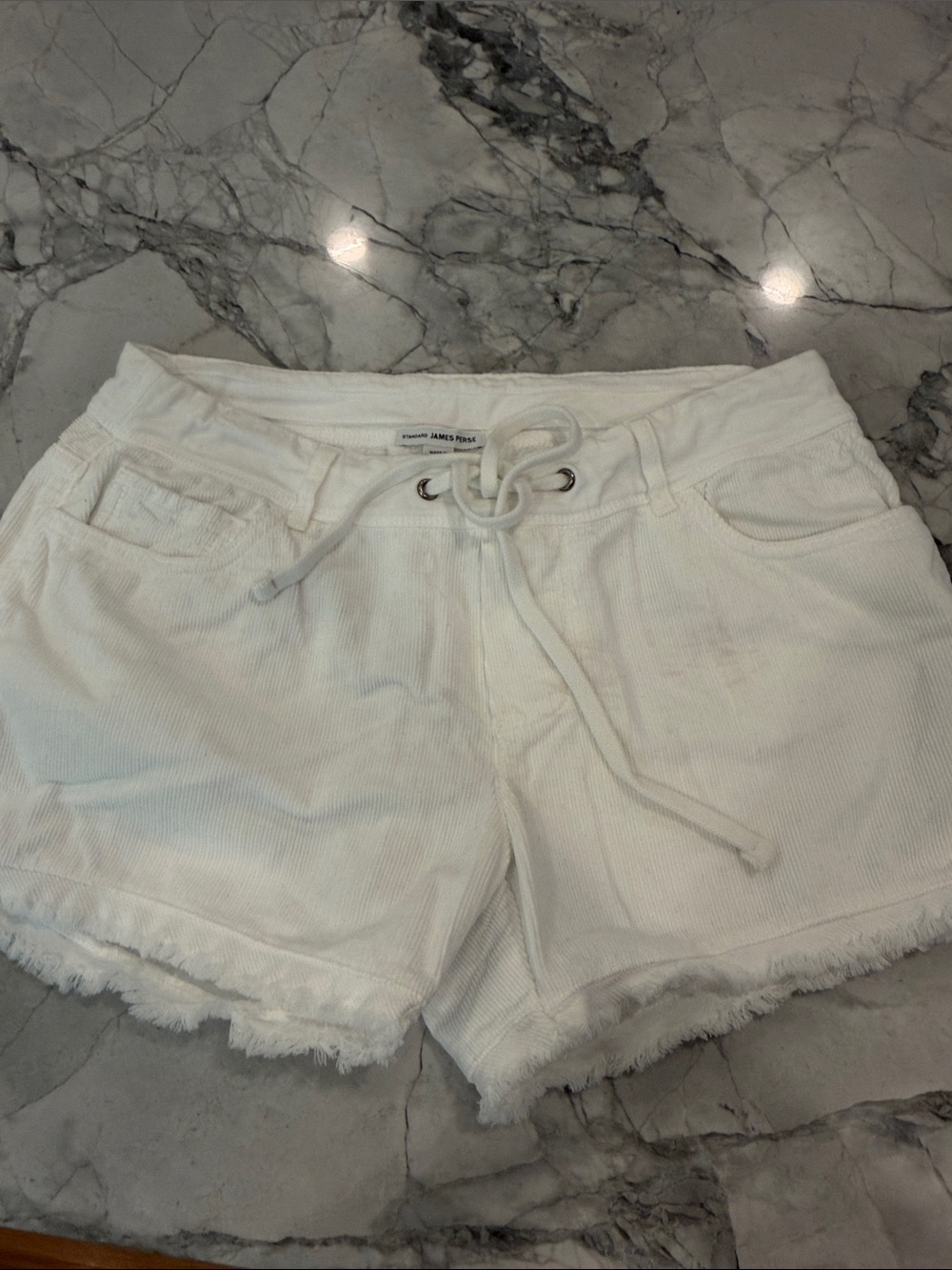 James Perse White Drawstring Cotton Shorts